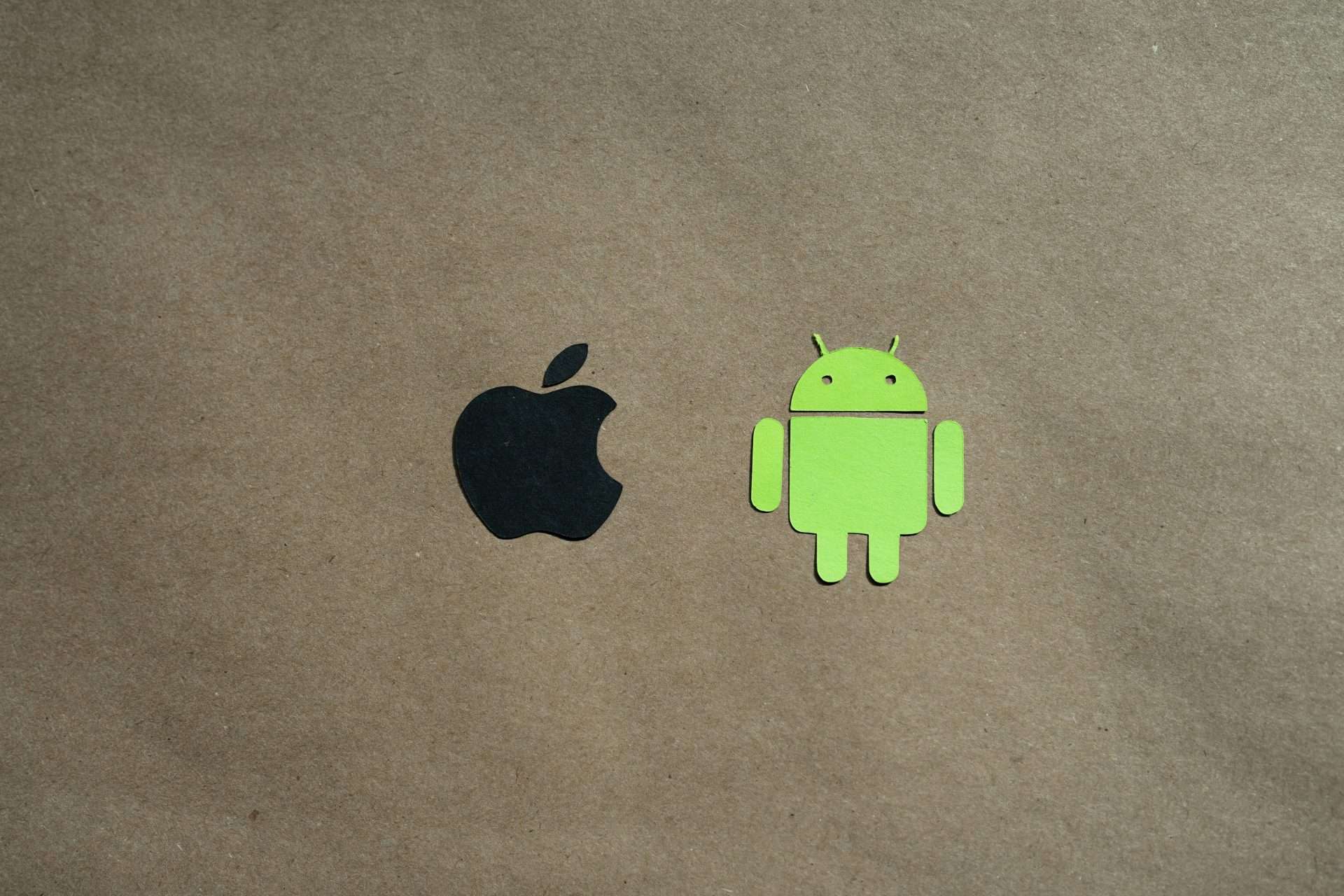 Apple iOS and Android app platform icons on a neutral background.